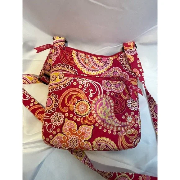 Vera Bradley Pink Paisley Purse Crossbody Shoulder Bag - Picture 2 of 8